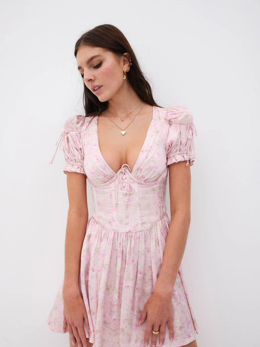 [For Love & Lemons] Paulina Puff Sleeve Mini Dress